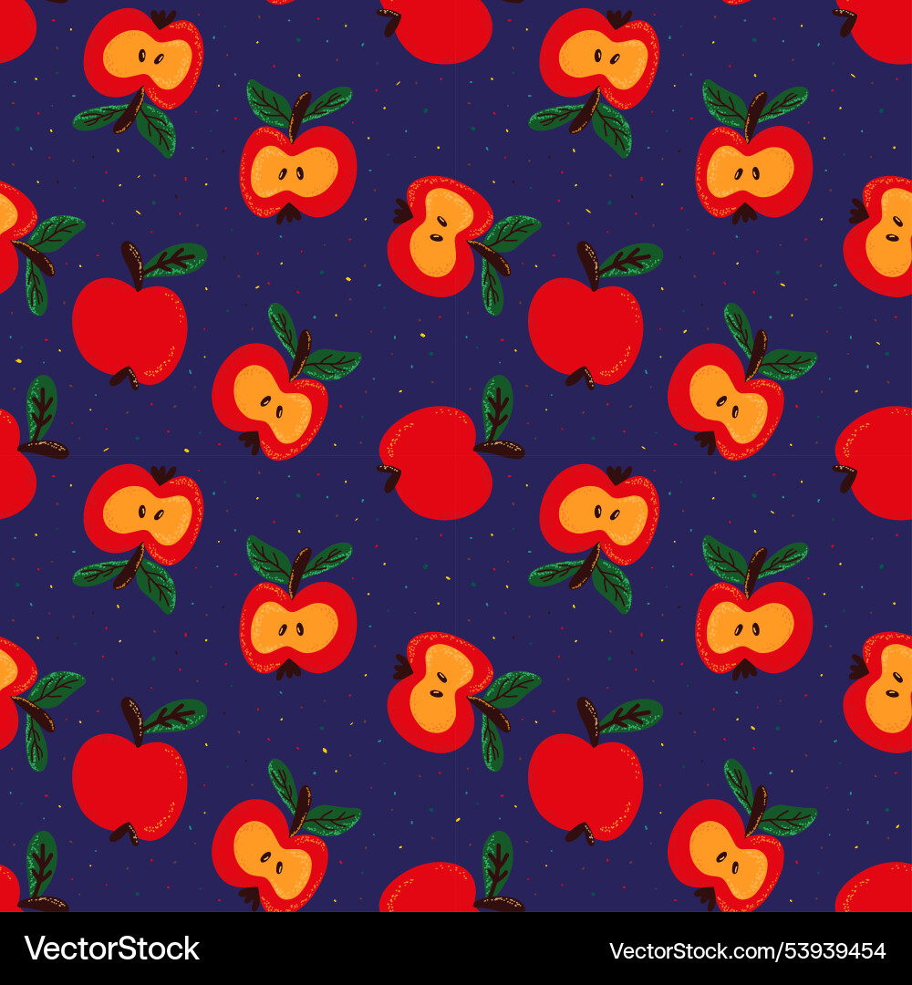 Seamless pattern with red apples and colorful dots Seamless pattern with red apples and colorful dots vector image