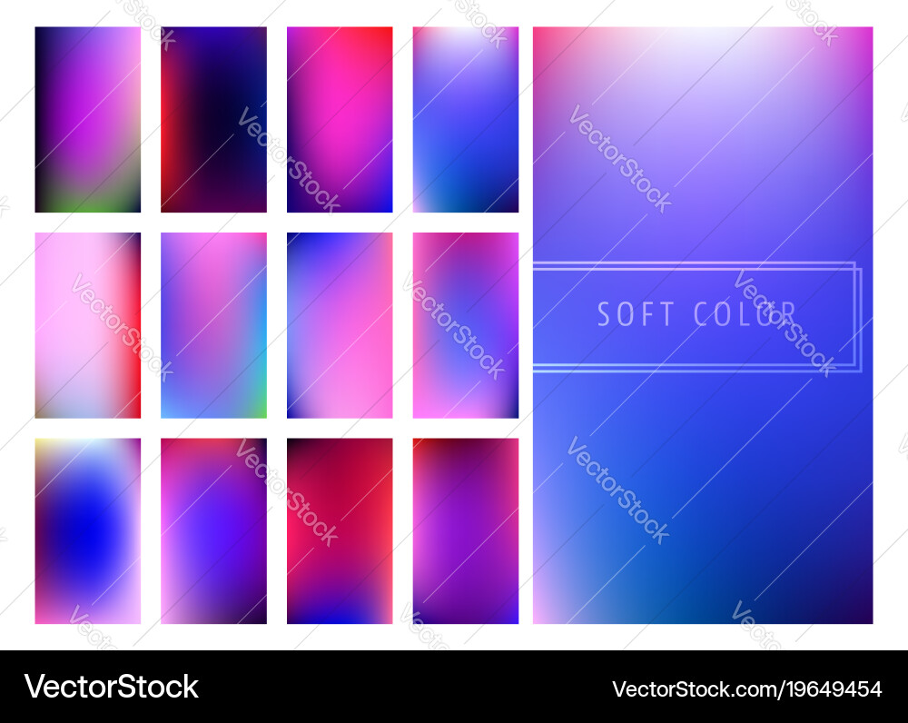 Set of soft color gradients background vector image