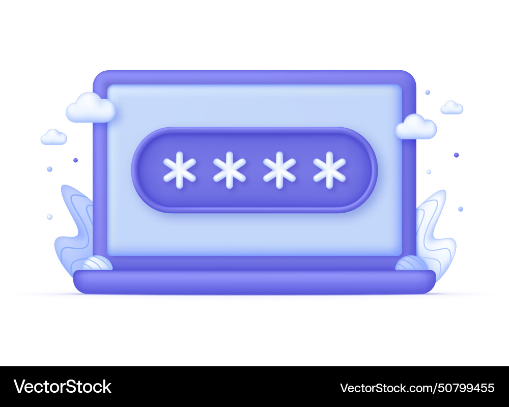 3d computer and password protection 3d computer and password protection vector image