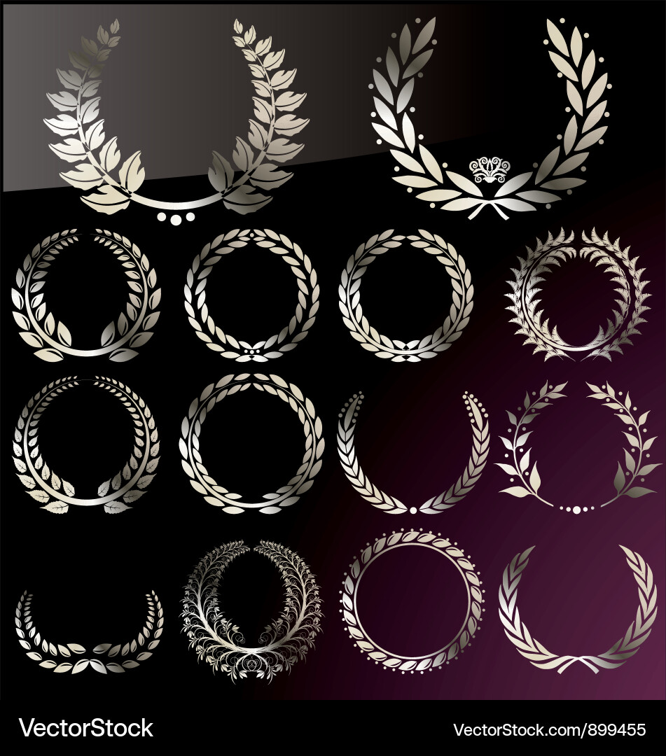 Elegante Laurel Wreath Kollektion Vektorbild