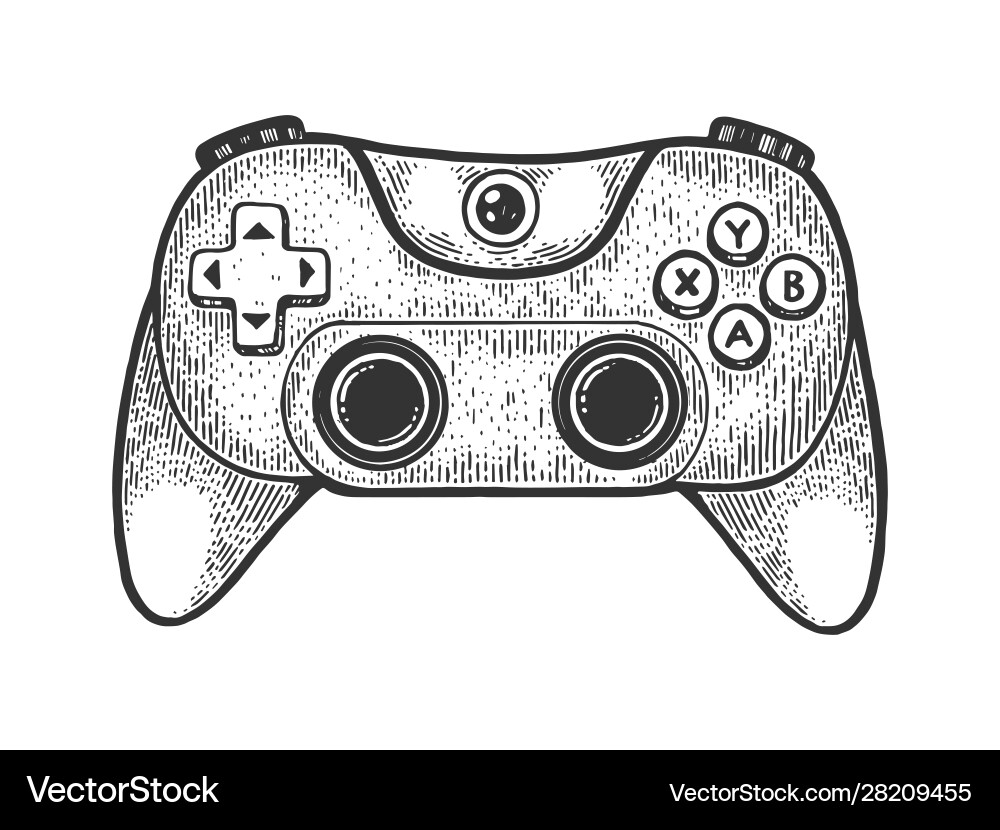 Gamepad controller sketch engraving Gamepad controller sketch engraving Vector Image