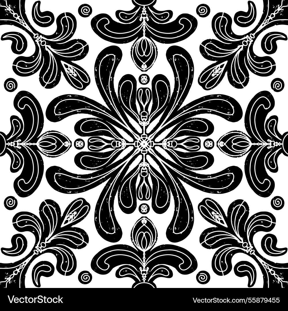 Intricate black pattern with symmetrical Vector Image