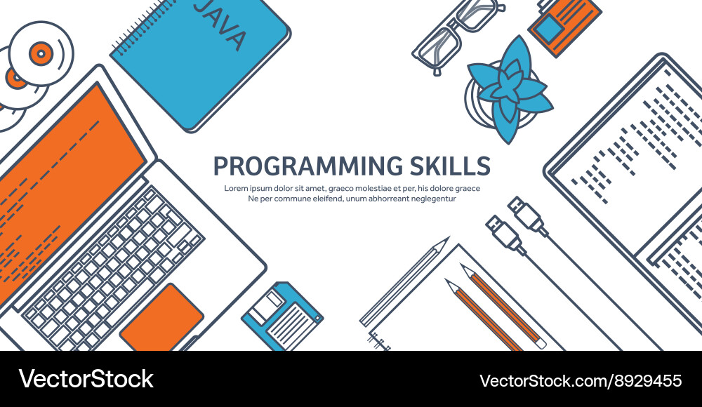 Lined Programmiercoding Umriss Flat Computing vektorbild