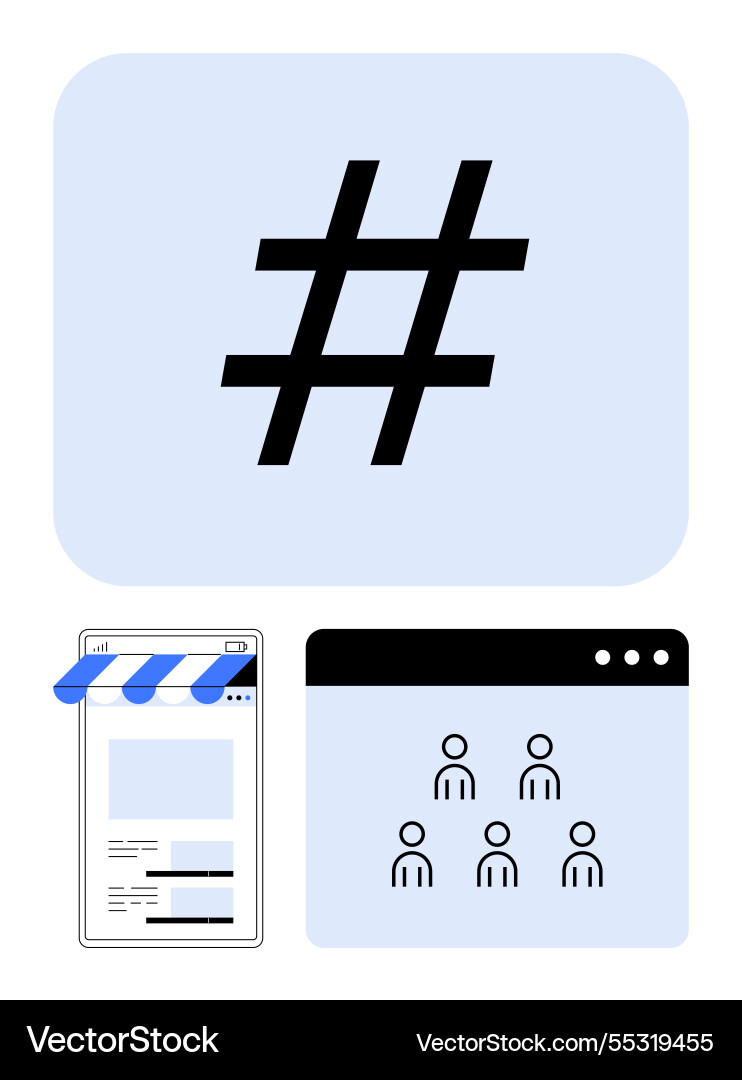 Metadata tag with storefront and webpage icons Metadata tag with storefront and webpage icons vector image