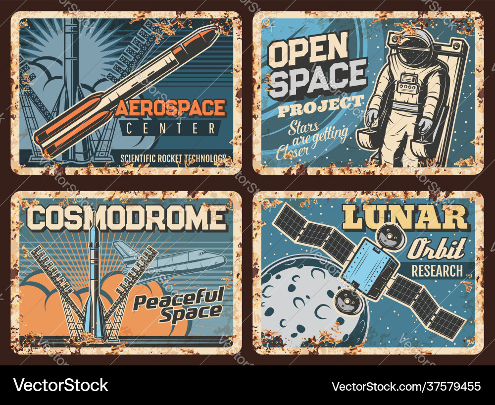Outer space galaxy research rusty plates Outer space galaxy research rusty plates vector image