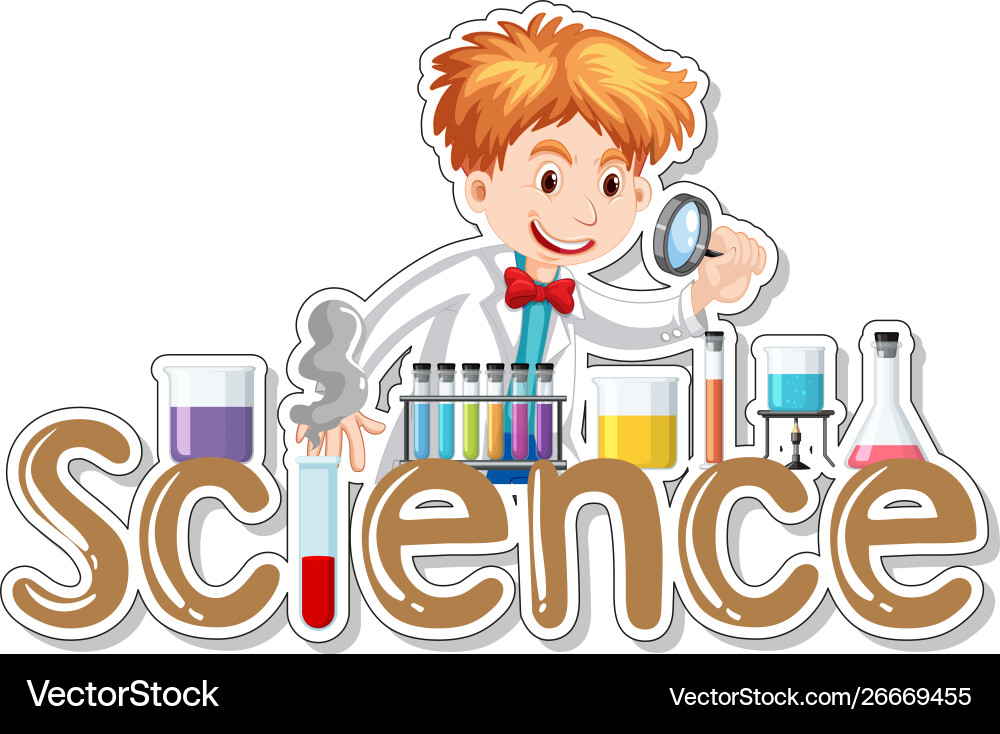 Word design for science with cientist working Word design for science with cientist working vector image