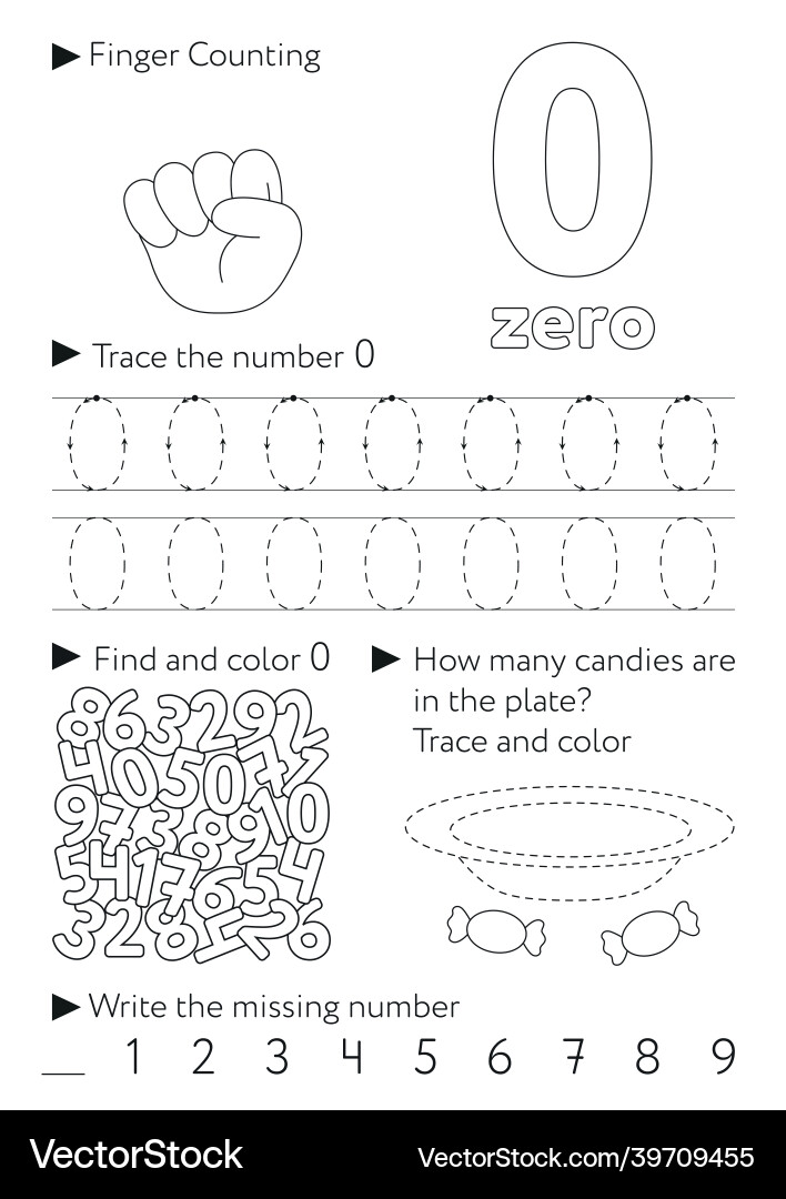 Worksheets for learning numbers Royalty Free Vector Image