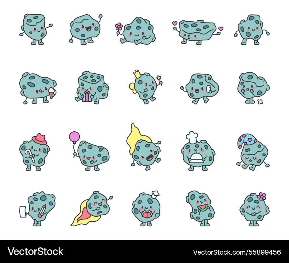 Adorable meteor character set with various Adorable meteor character set with various vector image