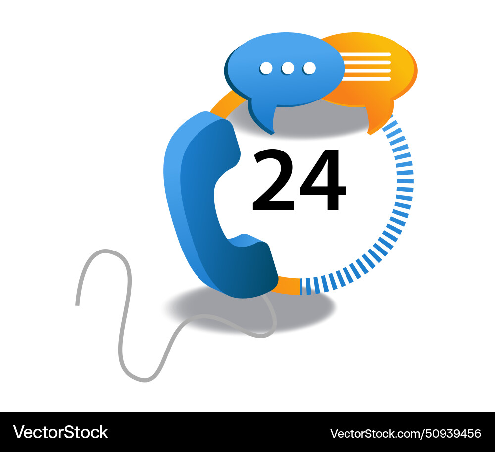 Customer service 24 hours nonstop flat isometric Vector Image