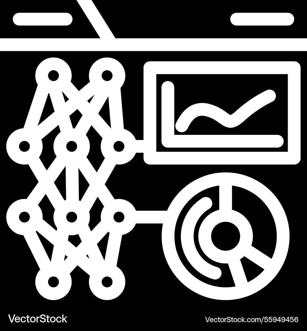 Data visualization chart deep learning glyph icon Data visualization chart deep learning glyph icon vector image
