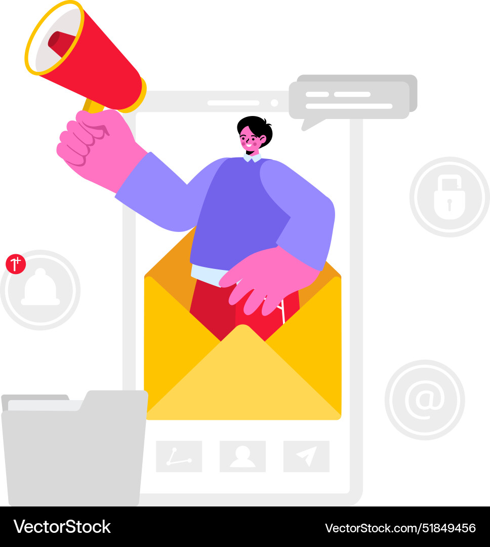 Email service with file correspondence delivery Email service with file correspondence delivery vector image