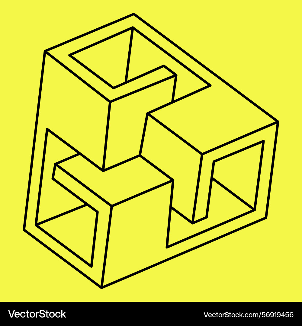 Impossible cube line design shapes vector image