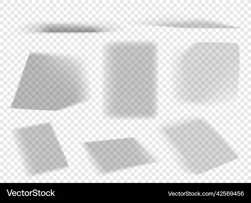Realistic shadows set on transparent background Vector Image