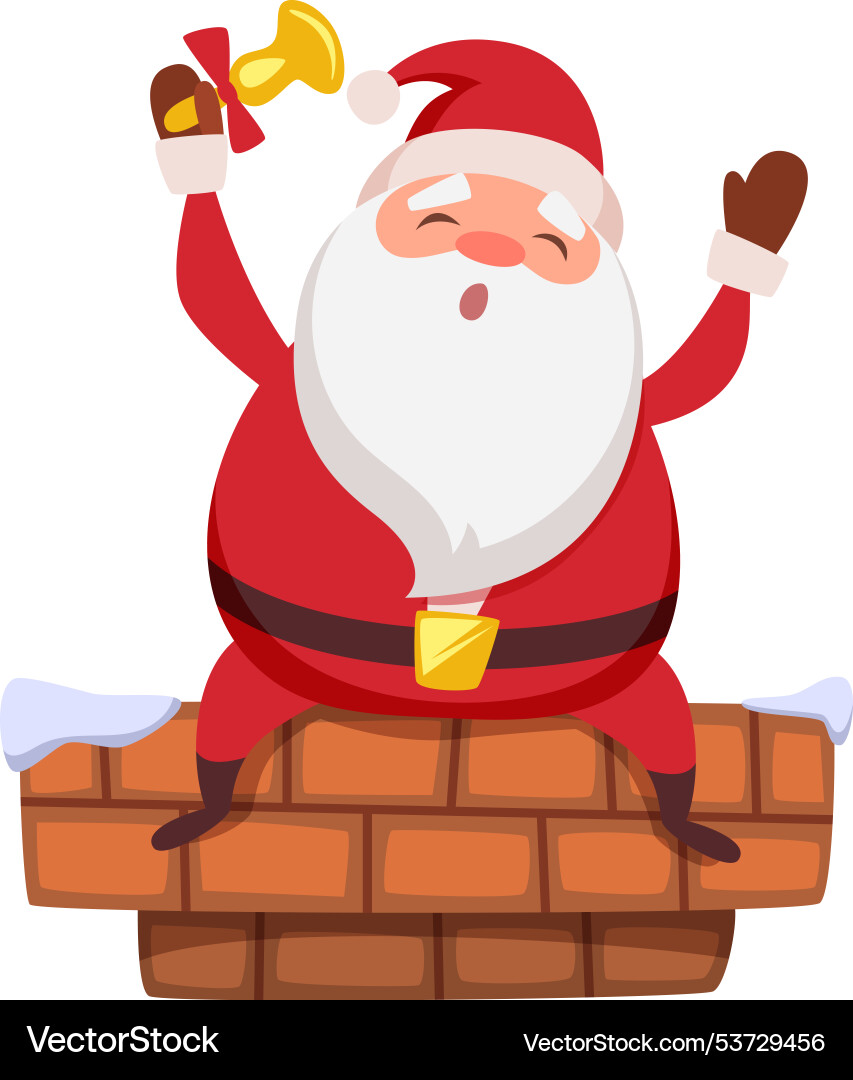Santa Claus on Roof Chimney Vector Image