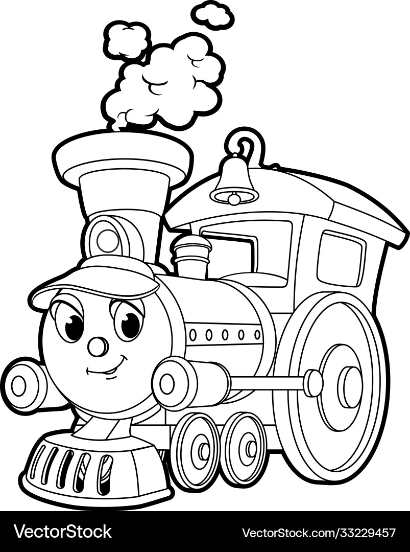 Cartoon Charakter ein wenig Zug schwarz Umriss Cartoon Charakter ein wenig Zug schwarz Umriss vektorbild
