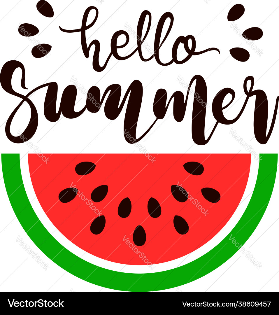 Hallo Sommer Text mit bunten Wassermelone Scheibe Hallo Sommer Text mit bunten Wassermelone Scheibe vektorbild