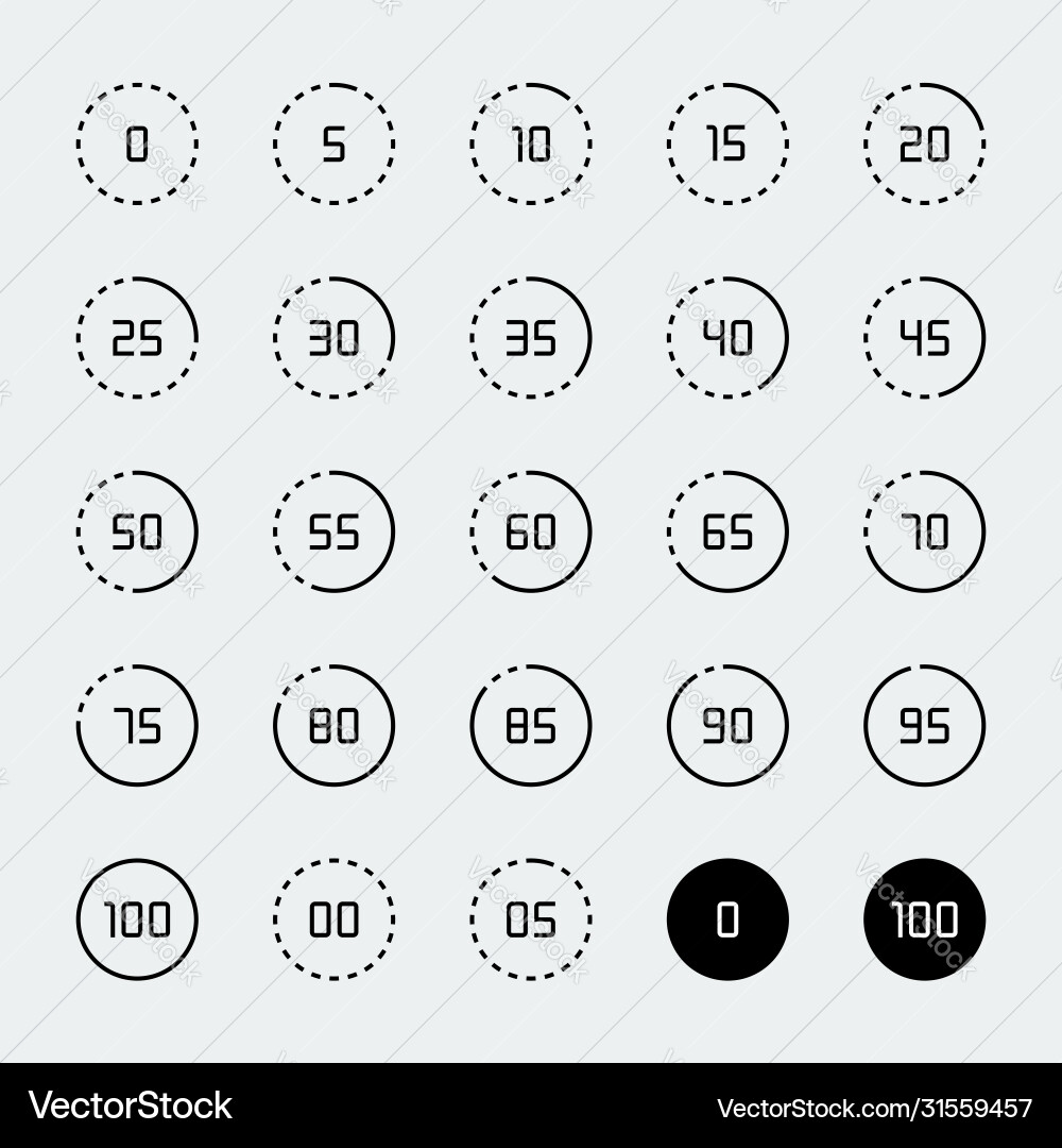 Loading buffering progress wheel icon set in thin Loading buffering progress wheel icon set in thin vector image
