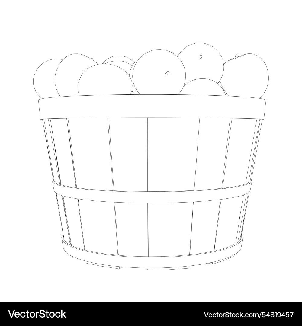 Outline of a pile apples in bucket from Outline of a pile apples in bucket from vector image