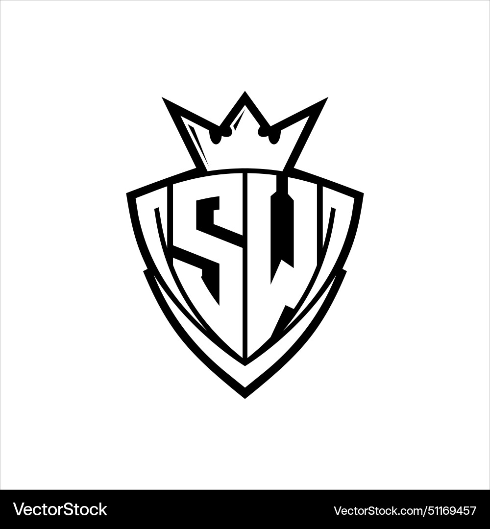 Sw letter logo with sharp triangle shield shape Sw letter logo with sharp triangle shield shape Vector Image