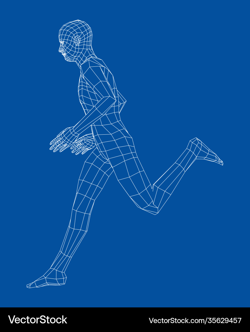 Wireframe running man Wireframe running man Vector Image