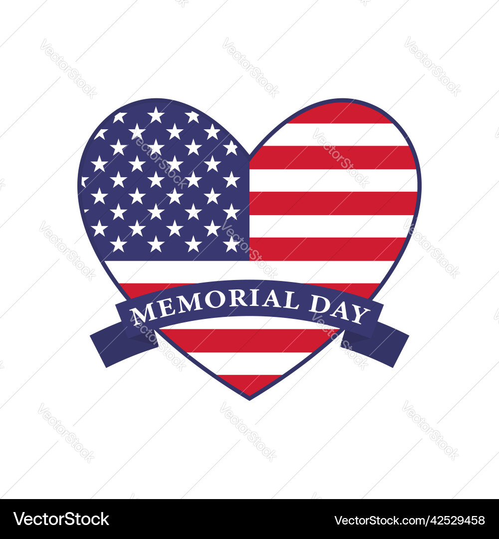 American Flag Heart Memorial Day Icon vector image