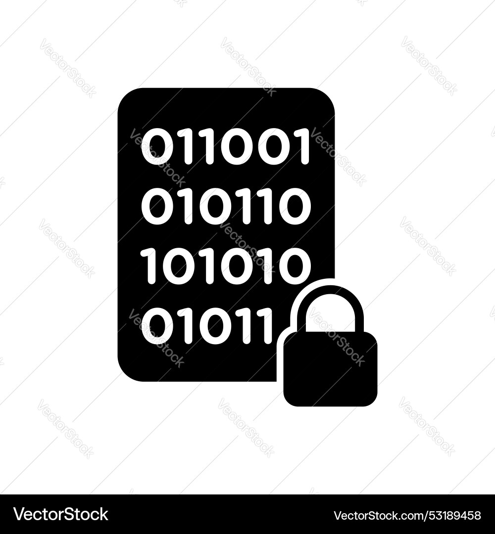 Binary lock icon isolated on white background Vector Image
