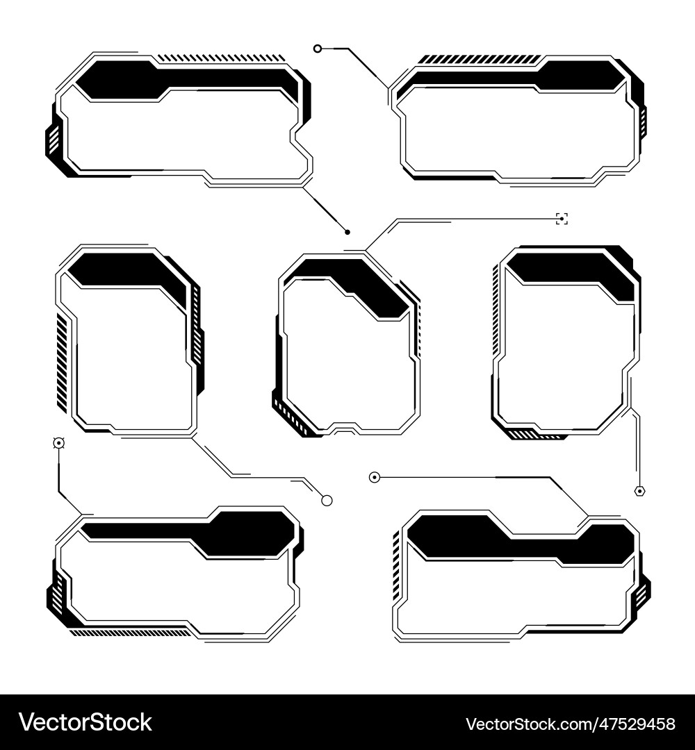 Black futuristic hud or ui elements sci-fi user Black futuristic hud or ui elements sci-fi user vector image