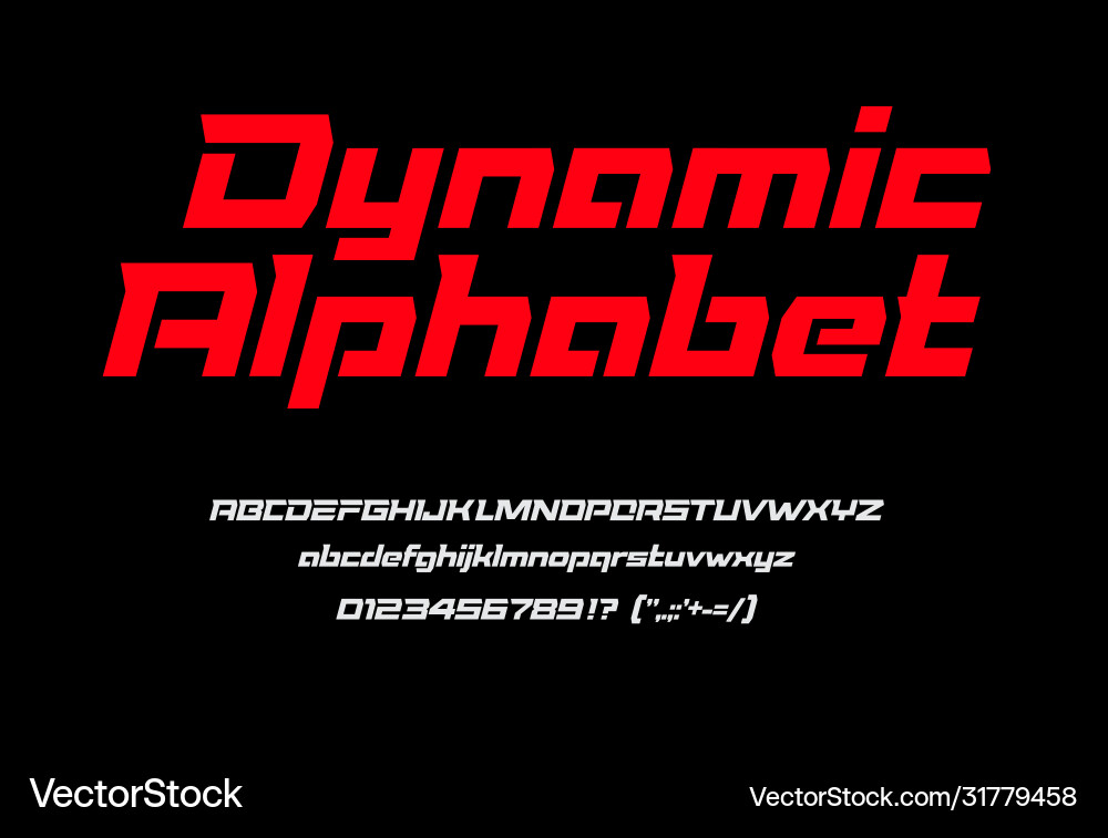 Dynamic Sport Font - Red & Bold Vector Image