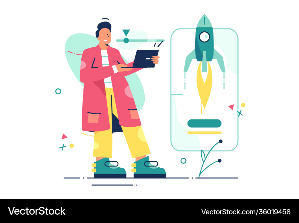 Man working on startup vector image