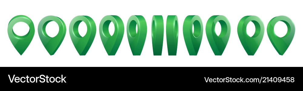Shiny Green Map Pointers Set vector image