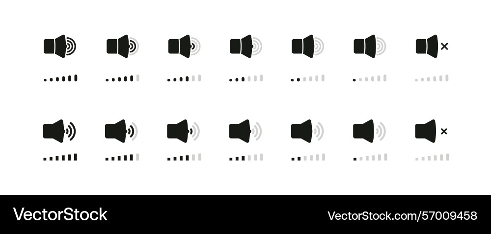 Simple sound volume icons set audio control vector image