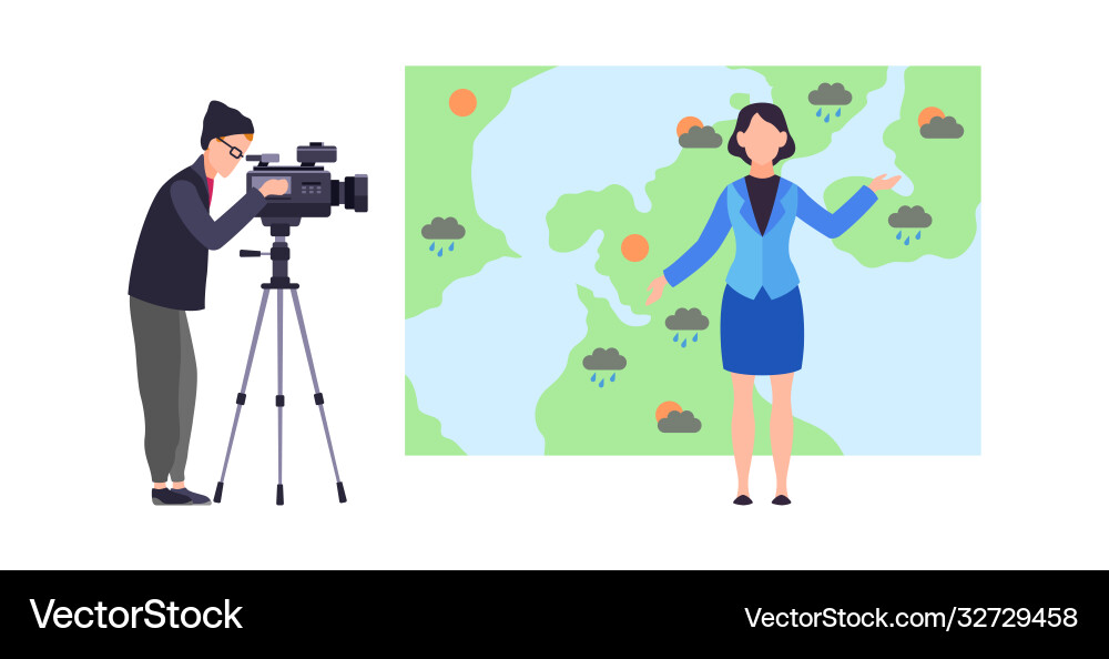 Weather forecast woman reporter standing vector image