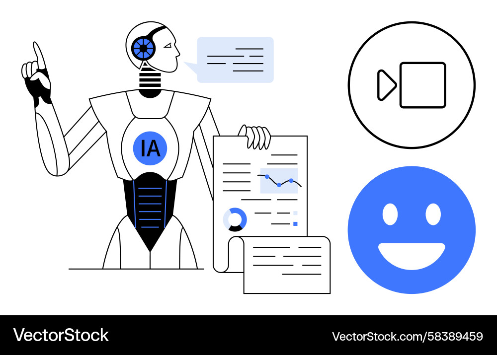 AI Robot Data Presentation Vector Image