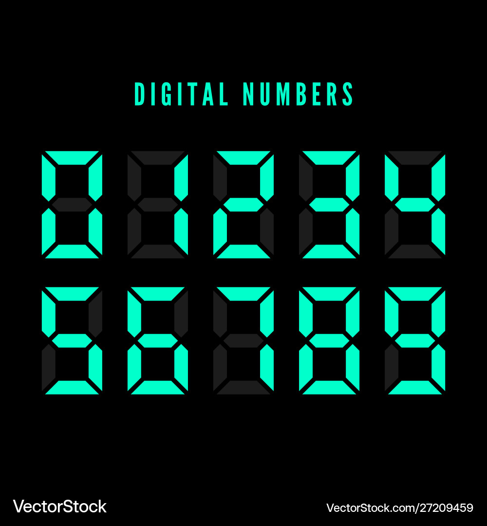 Digital Number Set - Color Display Vector Image