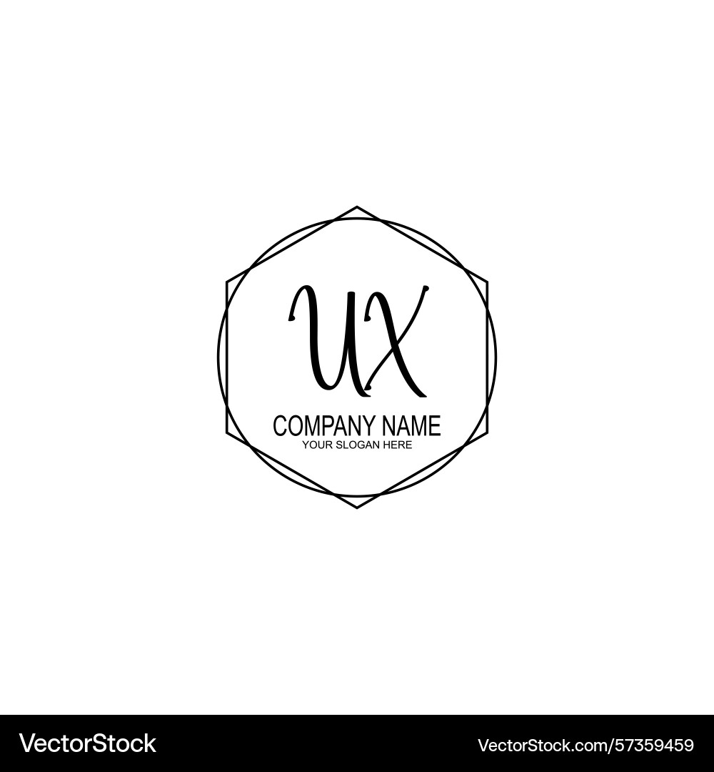 Minimalist handwritten ux initial logos with soft Vector Image