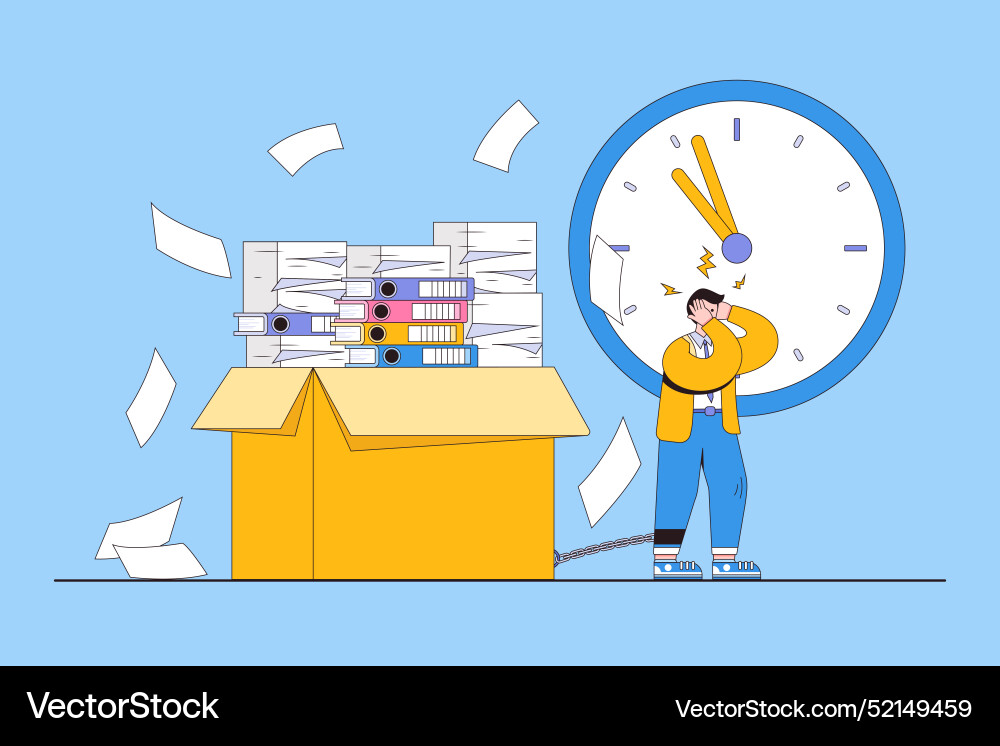 Overworked or weary from overload tasks busy work Overworked or weary from overload tasks busy work vector image