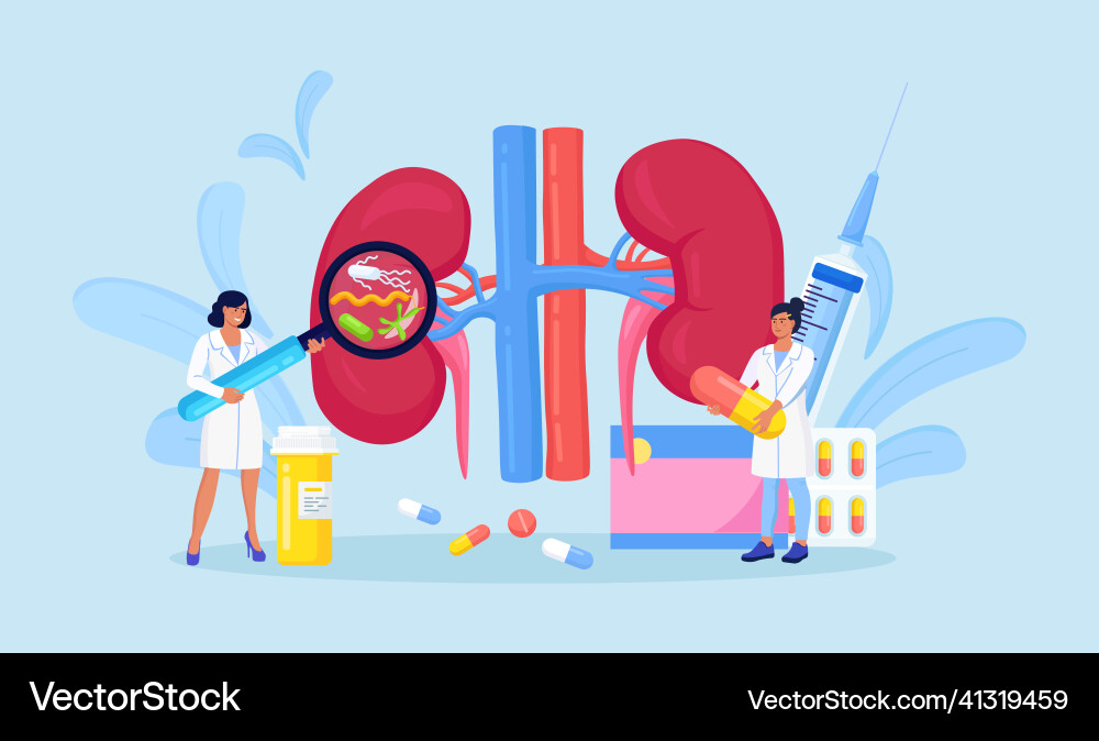 Pyelonephritis winzige Ärzte nephrologist Pyelonephritis winzige Ärzte nephrologist vektorbild