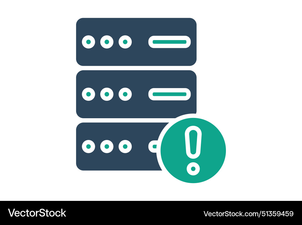 Server error icon with exclamation mark Server error icon with exclamation mark vector image