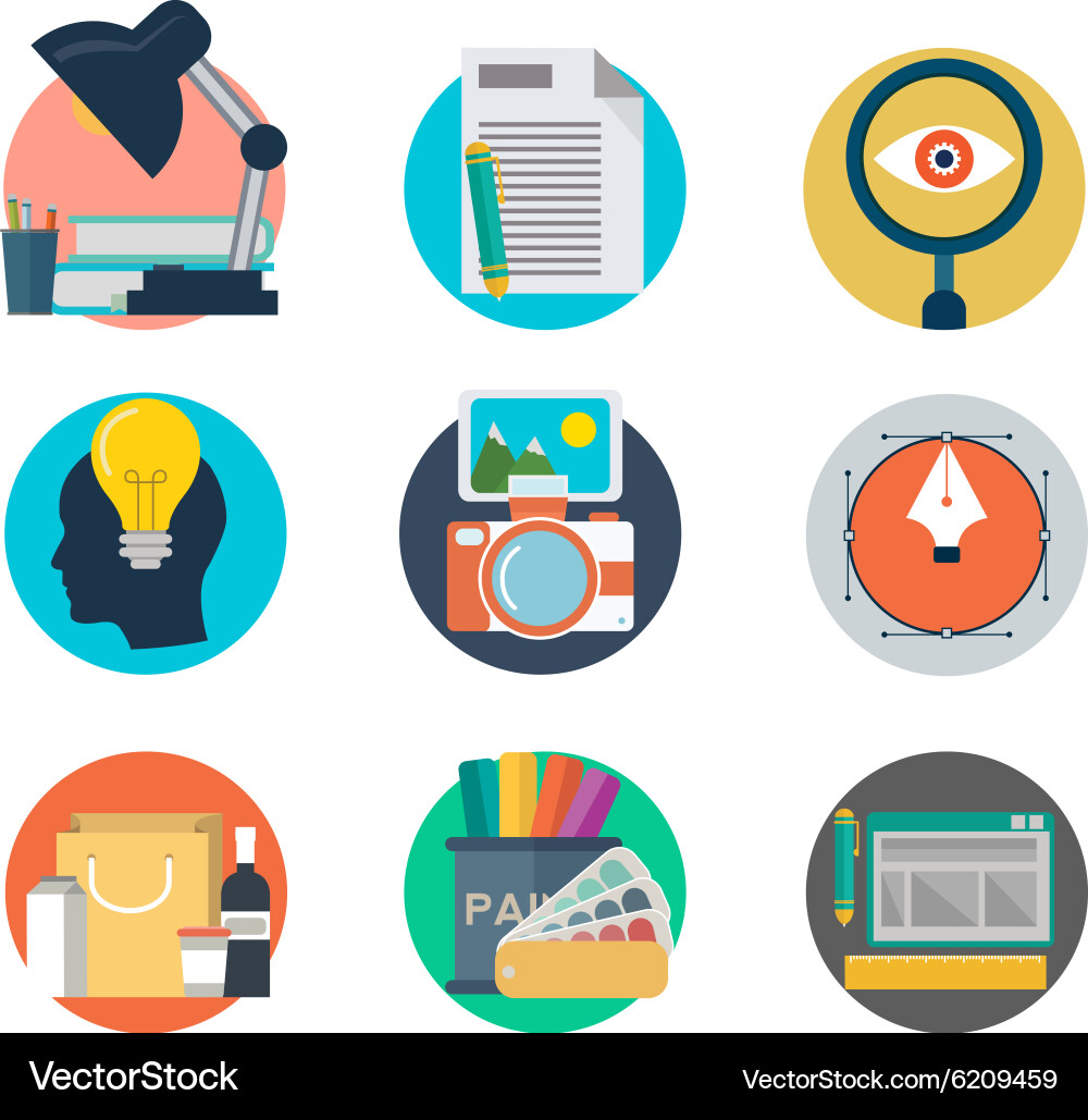 Set of flat design style concept icons for graphic Vector Image