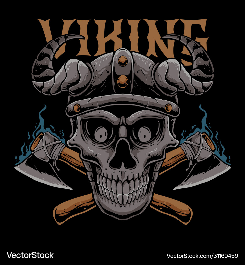 Viking Skull with Horns vector image