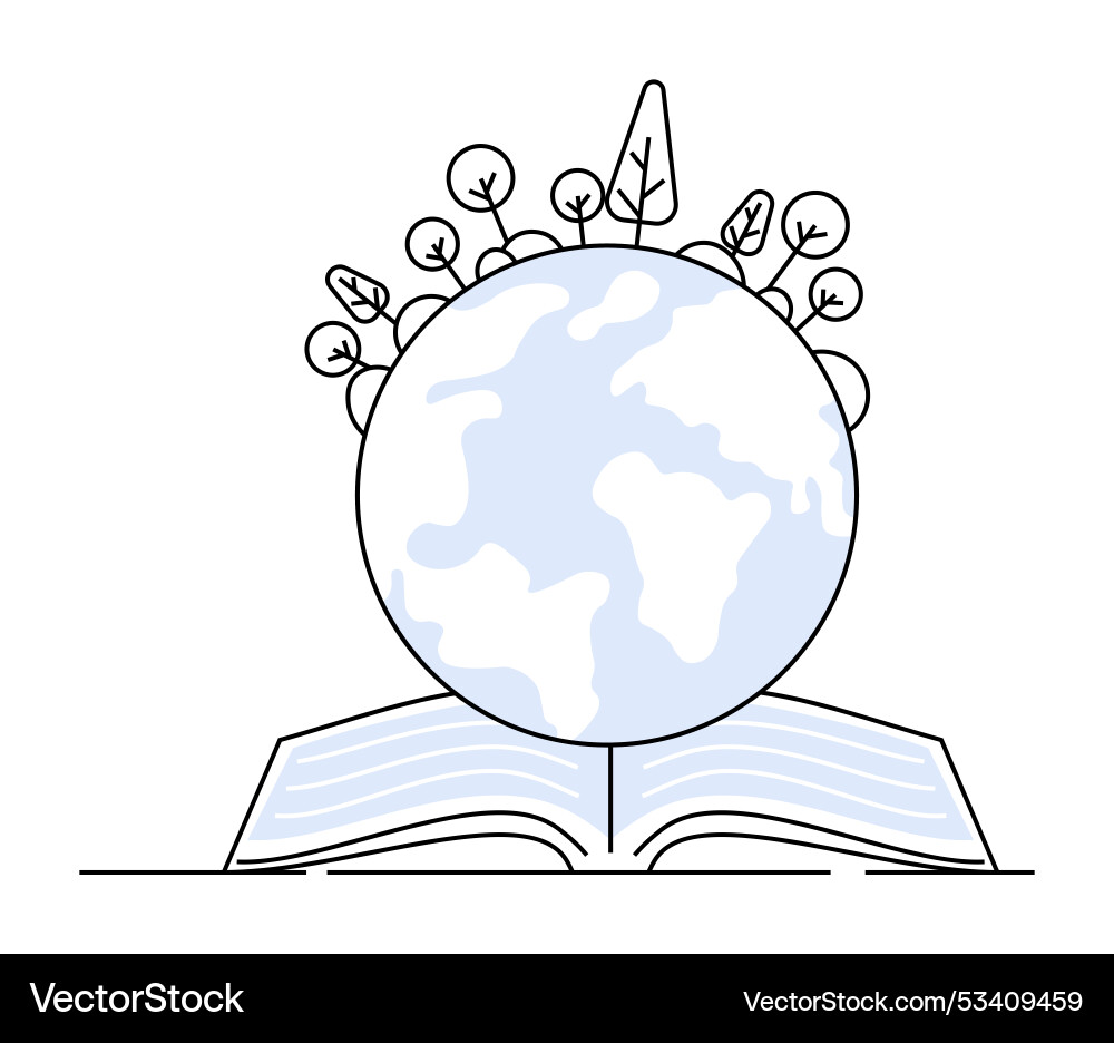 World of knowledge open book with globe World of knowledge open book with globe vector image