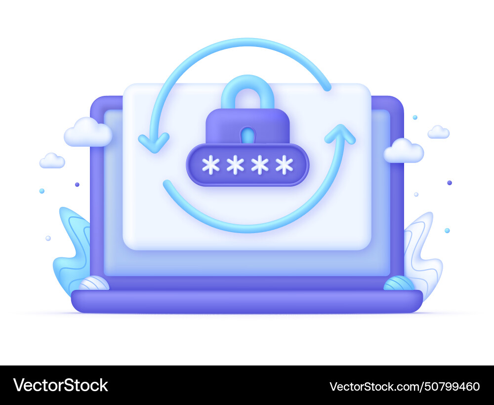 3D Password Reset Concept Vector Image