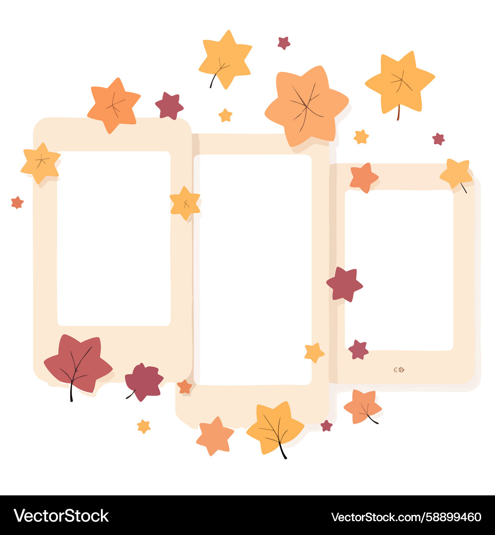 Autumn Leaf Photo Frames - Fall Layout Vector Image