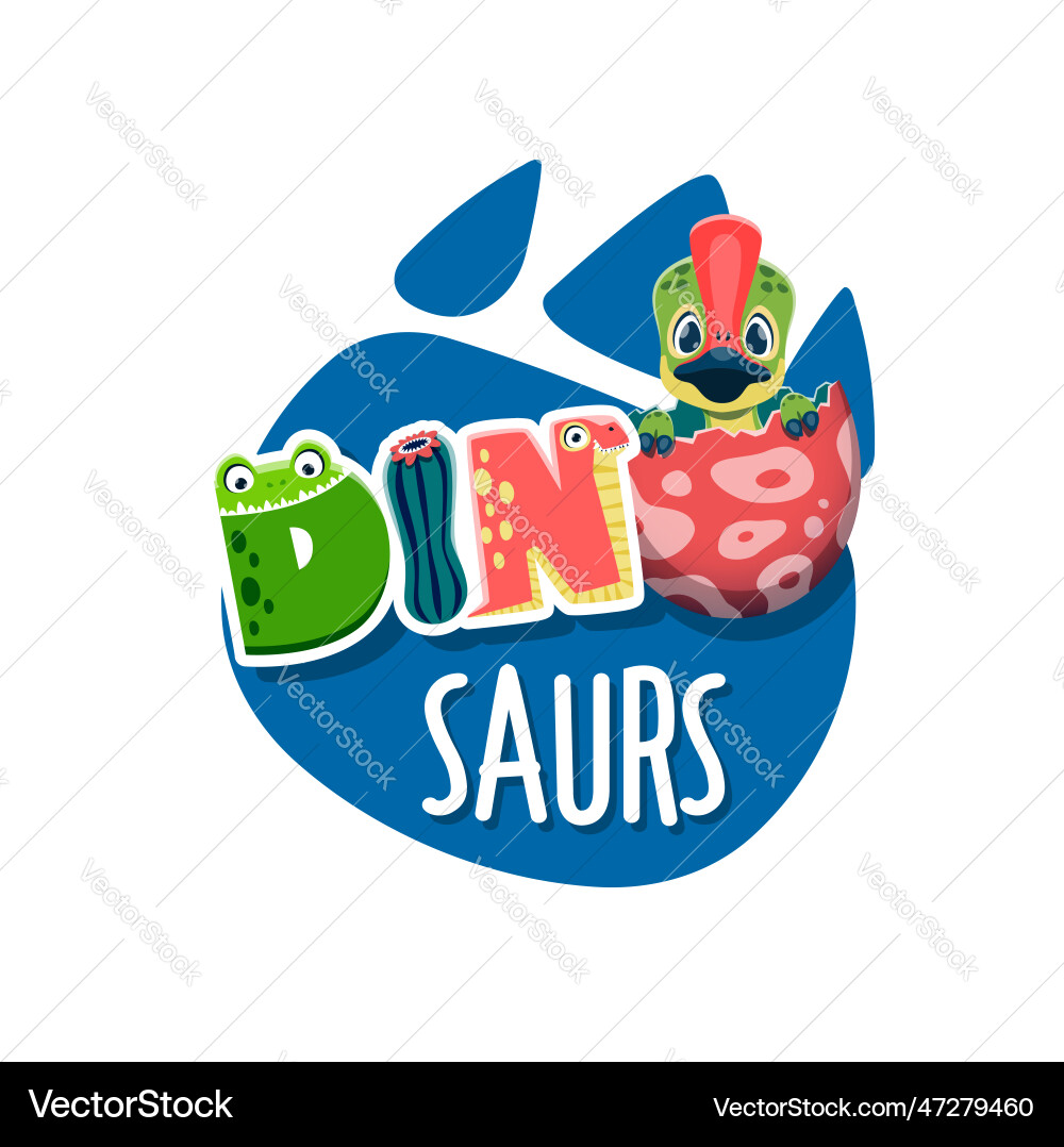 Baby dinosaur newborn dino in egg and footprint Baby dinosaur newborn dino in egg and footprint vector image