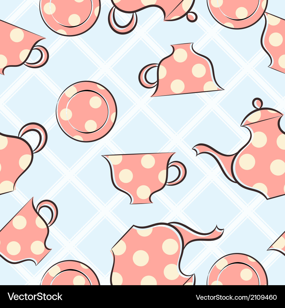 Cup and Teapot Pattern Vector Image