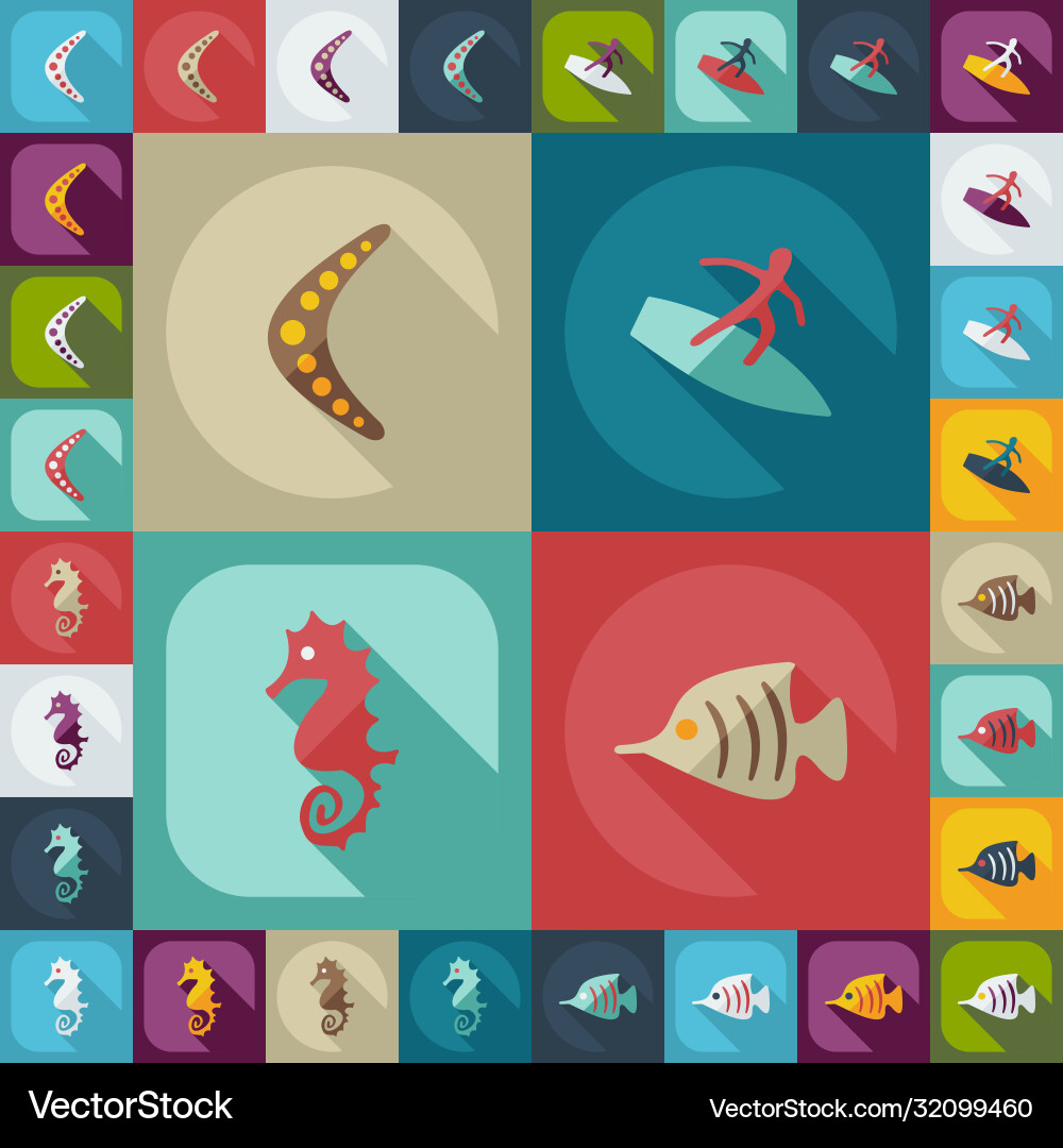 Flat concept set modern design with shadow vector image