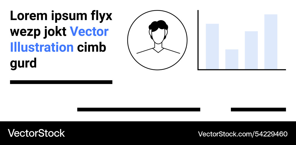 Minimalistic headshot with text and bar graph Minimalistic headshot with text and bar graph vector image