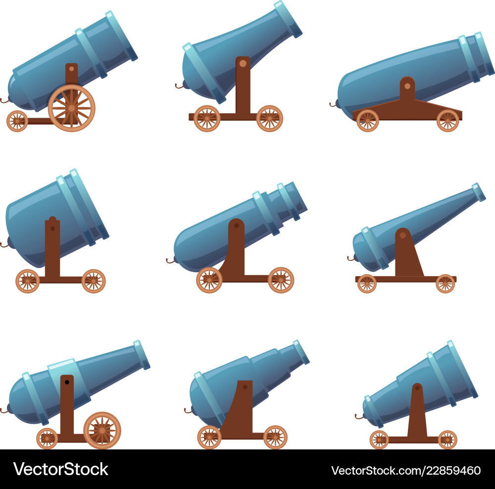 Retro Cannon Set - Pirate & Military Vector Image