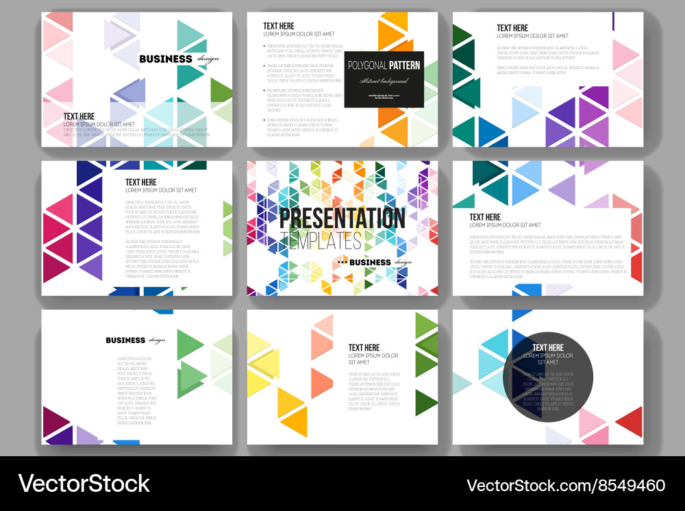 Set of 9 templates for presentation slides vector image
