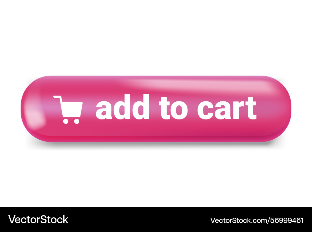 Add to cart red button 3d isolated on white Add to cart red button 3d isolated on white vector image